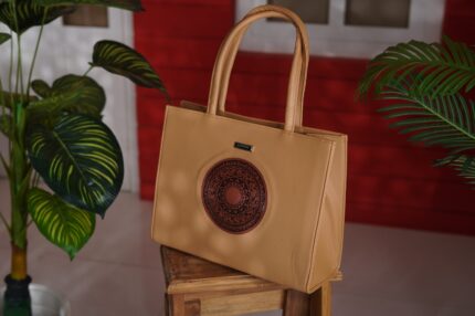 Lusvera Beige Mandala Classic Tote